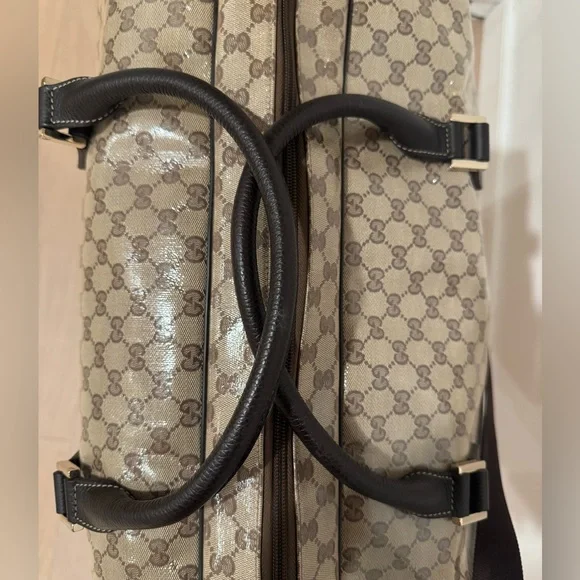 Gucci Crystal Monogram Large Carry On Duffle Weekender Bag Dark Brown - Picture 9 of 15